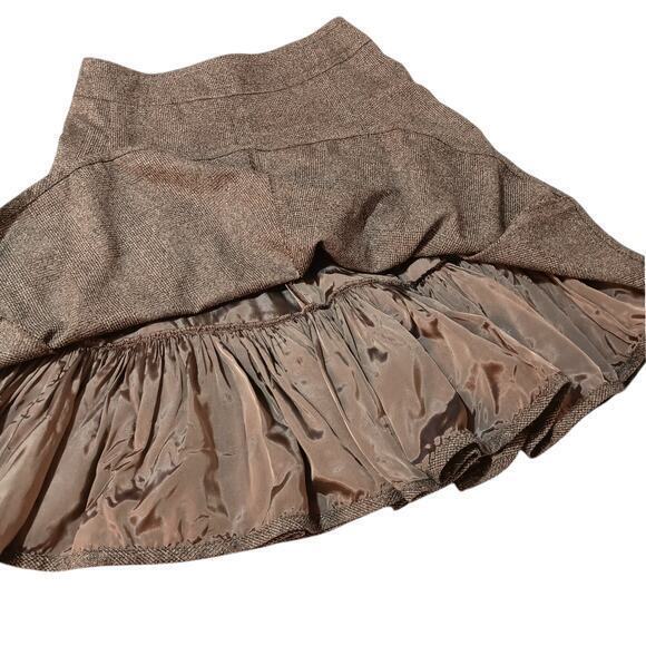 AKRIS PUNTO‎ Circle Skirt Wool Silk Blend Flouncy Brown Tweed Size 6 Skater - Picture 12 of 16